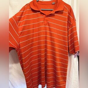 Men's Orange Striped Polo Shirt